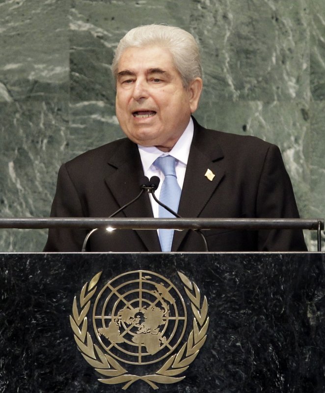 His Excellency Demetris Christofias, President of the Republic of Cyprus addresses the United Nations at the 67th United Nations General Assembly in the UN building in New York City on September 25, 2012. UPI/John Angelillo