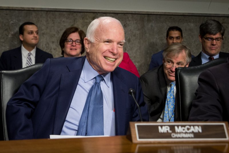Sen. John McCain is planning to return to the Senate Tuesday, in time to cast a procedural vote to repeal and replace the Affordable Care Act. File Photo by Erin Schaff/UPI