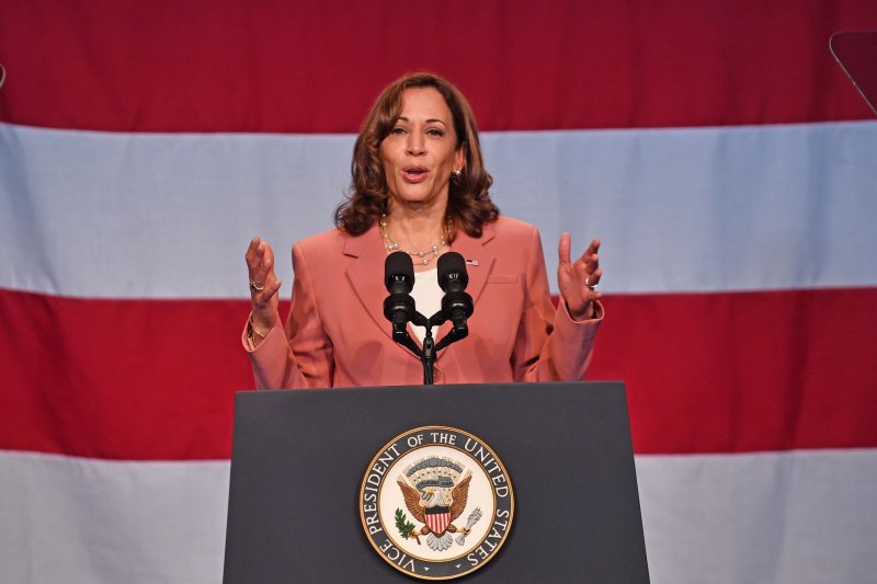 Vice President Kamala Harris on Thursday said "inflation is still too high" although the United States' economic outlook "remains strong" after the release of the Commerce Department's gross domestic product report. Photo by Andrea Renault/UPI | <a href="/News_Photos/lp/39412980cd50d1f4754988168616597c/" target="_blank">License Photo</a>
