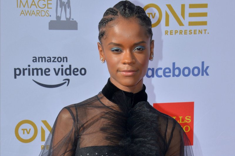 Letitia Wright said remembering her late "Black Panther" co-star Chadwick Boseman encouraged her following her injury on the "Wakanda Forever" set. File Photo by Jim Ruymen/UPI | <a href="/News_Photos/lp/e65f545e72e7cc85b3554bd5416056b3/" target="_blank">License Photo</a>