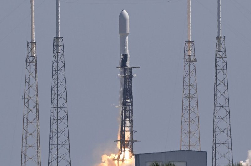 A SpaceX Falcon 9 rocket launches the Euclid satellite for the European Space Agency from Complex 40 at the Cape Canaveral Space Force Station in Florida on Saturday. Euclid consists of a telescope and a pair of scientific instruments to create a 3D map the universe. Photo by Joe Marino/UPI