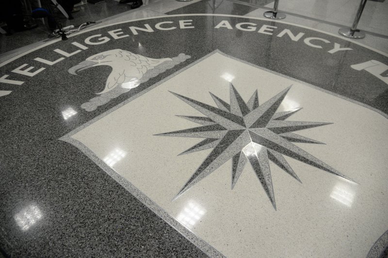 The logo of the CIA is seen during a visit of U.S President Donald Trump the CIA headquarters January 21 in Langley, Virginia. On Tuesday, WikiLeaks released what it claims are thousands of documents that detail the Central Intelligence Agency's methods of hacking into electronic devices. Pool photo by Olivier Douliery/UPI