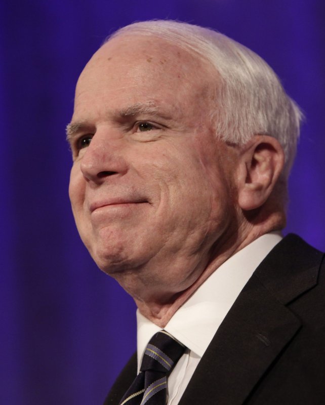 Sen. John McCain, R-AZ., speaks at the Atlantic Council Annual awards dinner in Washington on April 28, 2010. UPI Photo/Yuri Gripas | <a href="/News_Photos/lp/61e1f7438a863514861551278f6816cc/" target="_blank">License Photo</a>