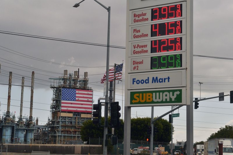 An increase in gasoline inventories helped push retail gasoline prices lower, but a busy period of seasonal refinery maintenance suggests any relief will be temporary. File photo by Jim Ruymen/UPI