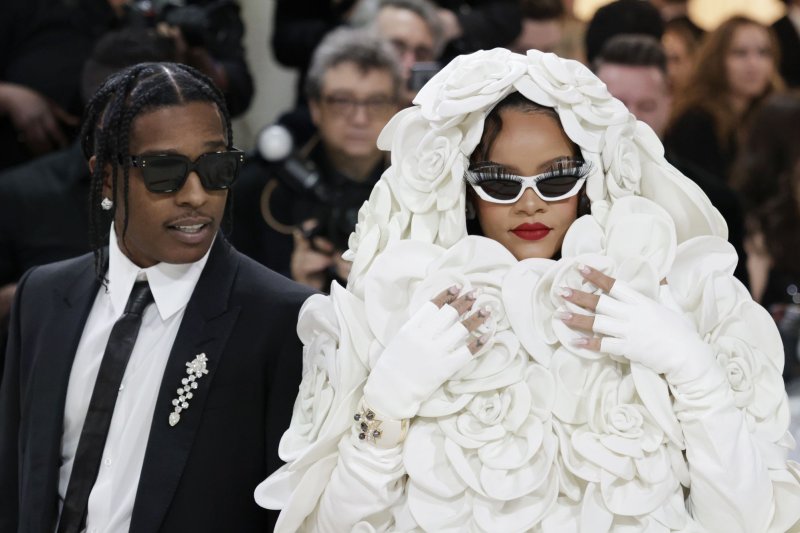 Rihanna and A$AP Rocky arrive on the red carpet for The Met Gala celebrating the opening of "Karl Lagerfeld: A Line of Beauty" in New York City on May 1, 2023. Rihanna and A$AP celebrated their son RZA's first birthday with a Wu-Tang-themed party. Photo by John Angelillo/UPI