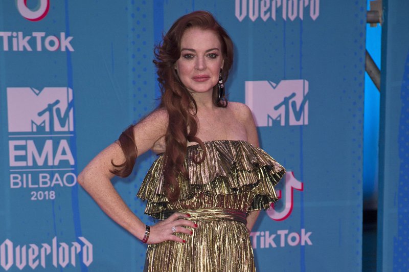 Lindsay Lohan attends the MTV Europe Music Awards in 2018. File Photo by Sven Hoogerhuis/UPI | <a href="/News_Photos/lp/0acb21d01ed9ce614a134f8ff281e574/" target="_blank">License Photo</a>