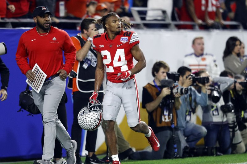 Former Ohio State Buckeyes cornerback Shaun Wade (24), shown Dec. 28, 2019, was selected by the Baltimore Ravens in the fifth round of this year's NFL Draft. File Photo by Aaron Josefczyk/UPI | <a href="/News_Photos/lp/288bd098f8575298960d6b15d32c2f2b/" target="_blank">License Photo</a>