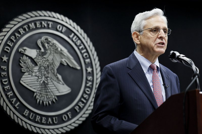 Attorney General Merrick Garland speaks at the Bureau of Prisons headquarters in Washington, D.C. on August 2. He said the DEA seized more than 10 million illegal pills in a five-month operation this year. File Photo by Evelyn Hockstein/UPI