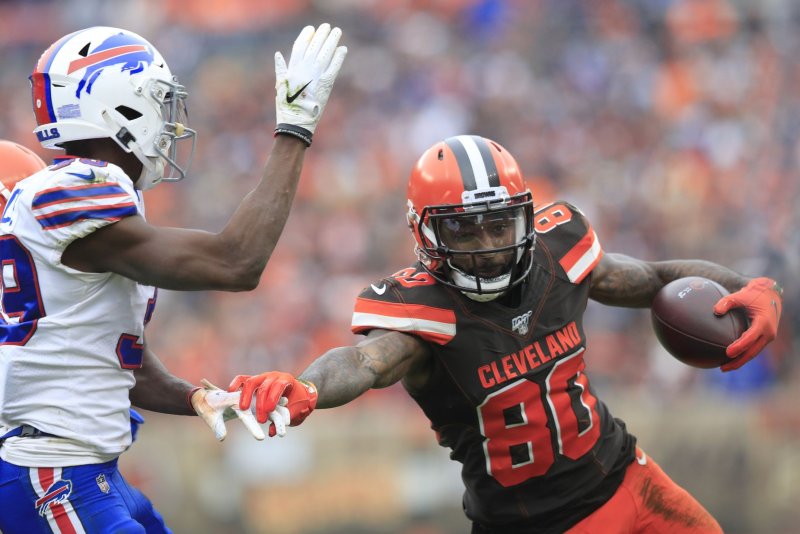 Former Cleveland Browns wide receiver Jarvis Landry will be a free agent this off-season. File Photo by Aaron Josefczyk/UPI | <a href="/News_Photos/lp/ef3ac44937e3b3629f0c70cf55d99caa/" target="_blank">License Photo</a>