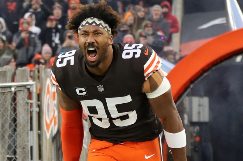 Cleveland Browns defender Myles Garrett was injured during the skills competition at the Pro Bowl on Sunday in Las Vegas. File Photo by Aaron Josefczyk/UPI