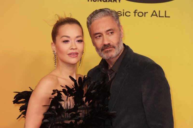 Rita Ora (L), pictured with Taika Waititi, performed her song "You Only Love Me" and discussed her marriage to Waititi on "The Tonight Show starring Jimmy Fallon." File Photo by Sven Hoogerhuis/UPI