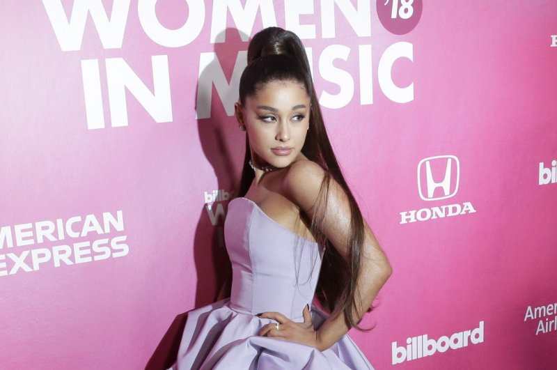 Ariana Grande arrives on the red carpet at the Billboard Women In Music 2018 on December 6, 2018 in New York City. Photo by John Angelillo/UPI | <a href="/News_Photos/lp/370af3458353d2ac55605a3bbb37c826/" target="_blank">License Photo</a>