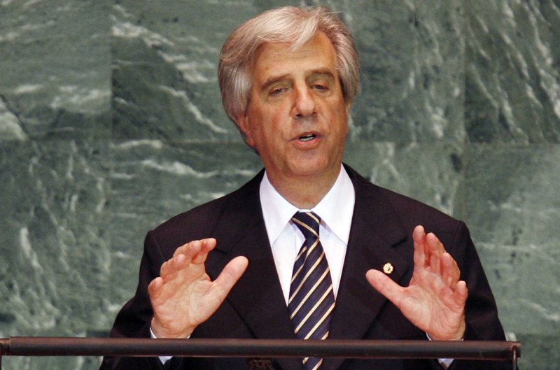 Tabare Vazquez (pictured in 2009) of the Broad Front party secured 44-46 percent of the votes in the Oct. 26 presidential election while his opponent, Luis Lacalle Pou of the right-wing National Party, captured 31-34 percent. (UPI/John Angelillo)