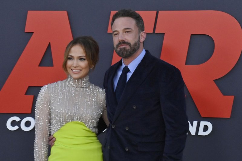 Ben Affleck (R) and Jennifer Lopez attend the Los Angeles premiere of "Air" on Monday. Photo by Jim Ruymen/UPI