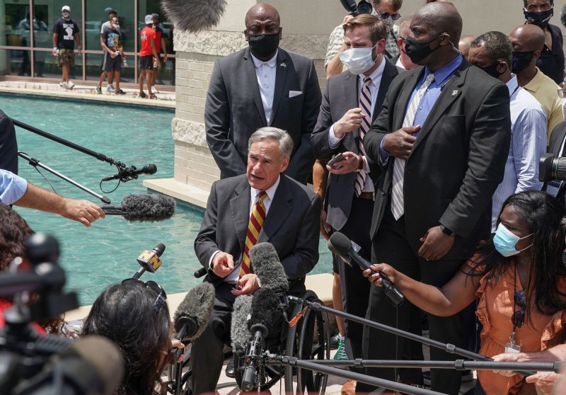 Governor of Texas Greg Abbott was named as a plaintiff in a lawsuit Monday suing the state over redistricting plans. File Photo by Jemal Countess/UPI