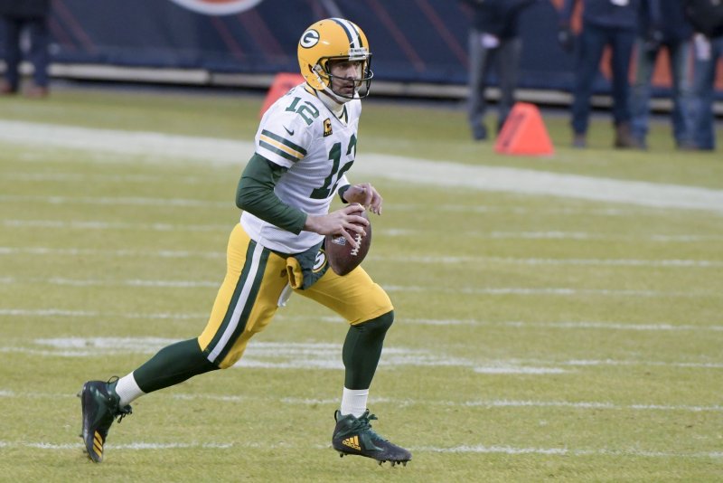 Green Bay Packers quarterback Aaron Rodgers completed 22 of 37 passes for 184 yards and two scores in a victory over the Arizona Cardinals on Thursday in Glendale, Ariz. File Photo by Mark Black/UPI