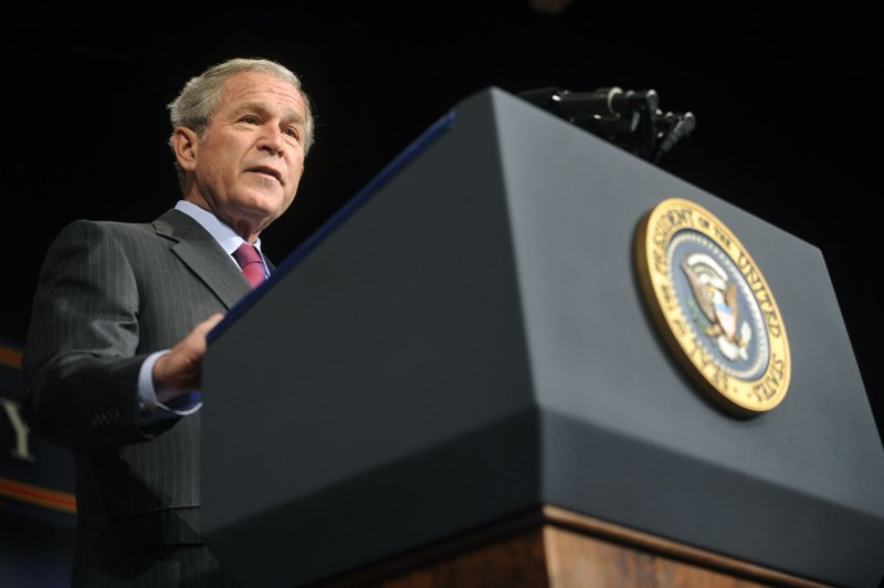 President George W. Bush’s vision was that by imposing democracy on Iraq, "freedom" would spread throughout the greater Middle East, ensuring the survival of Israel. File Photo by Kevin Dietsch/UPI