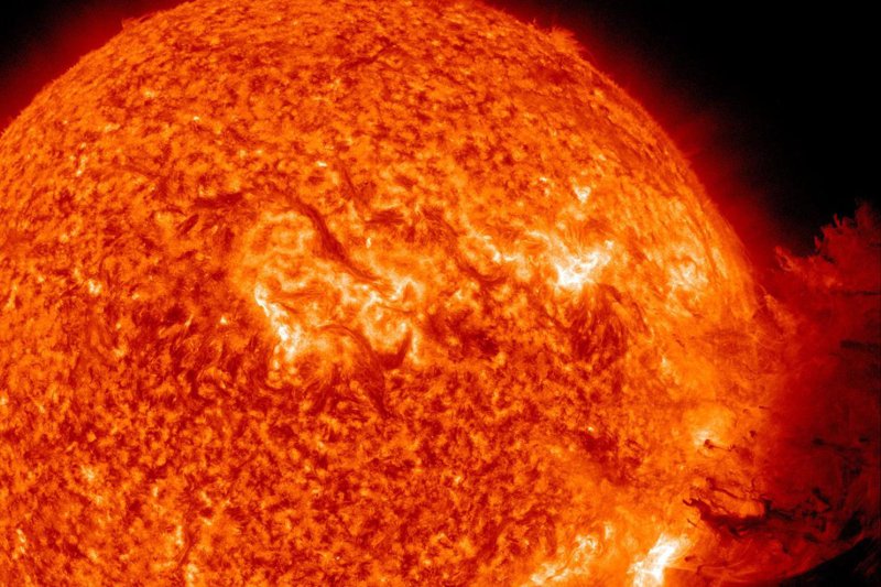 A solar storm birthed from a hole in the sun's atmosphere is expected to hit Earth's magnetic field Wednesday. Photo by NASA | <a href="/News_Photos/lp/1ada2590b4e203ba597e9f00e71cd28b/" target="_blank">License Photo</a>