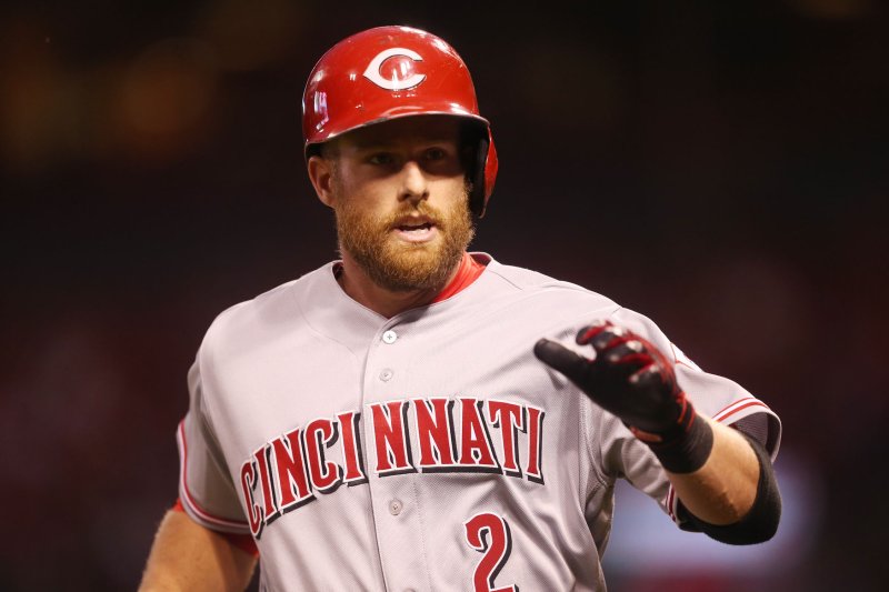 Former Cincinnati Reds Zack Cozart is headed to the Los Angeles Angels. Photo by Bill Greenblatt/UPI | <a href="/News_Photos/lp/15a6c26639b2db7a718dad80d8a3d382/" target="_blank">License Photo</a>