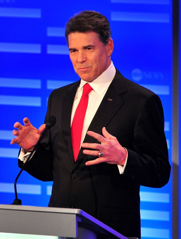 Rick Perry participates in a Manchester, N.H., debate Jan. 7, 2012. UPI/Kevin Dietsch