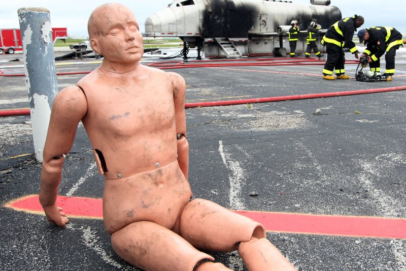 Some dummies used in vehicle crash tests are going to put on 100 pounds to help researchers determine how to make cars safer for heavier Americans. UPI/Bill Greenblatt