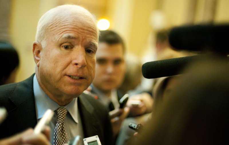 Sen. John McCain speaks to reporters in Washington July 31, 2011. UPI/Kevin Dietsch