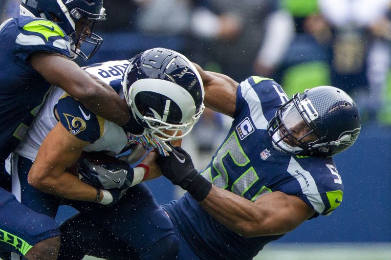 Seattle Seahawks star linebacker Bobby Wagner (54), shown Oct. 7, 2018, had a career-best 170 total tackles this past season. File Photo by Jim Bryant/UPI