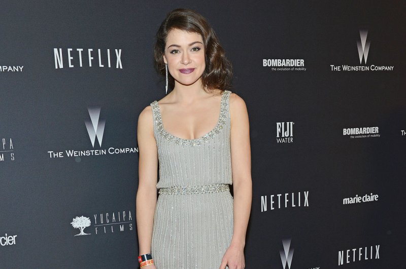 "Orphan Black" star Tatiana Maslany arrives at the Weinstein Company and Netflix Golden Globes after-party in Los Angeles on January 12, 2014. File photo by Christine Chew/UPI