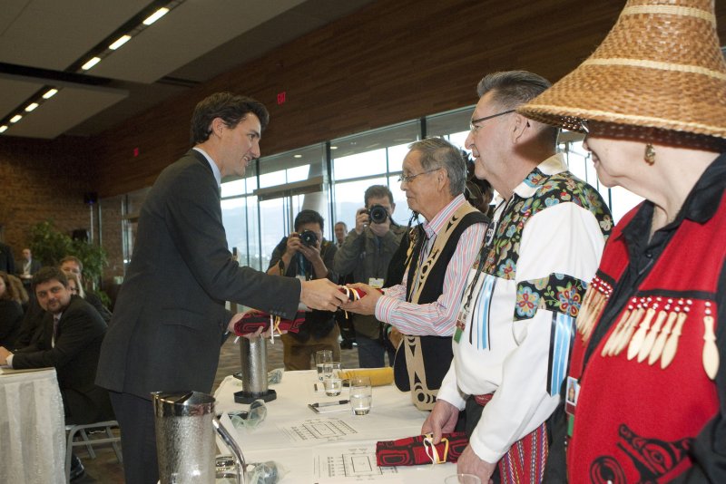 Canadian Prime Minister Justin Trudeau vows to work collaboratively with members of the aboriginal community on issues related to climate change. He met with them Wednesday in Vancouver. File Photo by Heinz Ruckemann/UPI