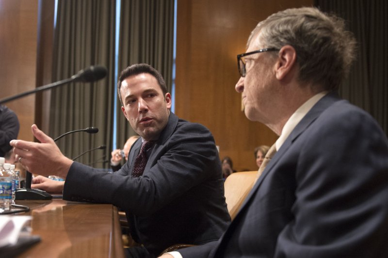 Actor Ben Affleck (L), founder of the Eastern Congo Initiative, talks to Bill Gates, Co-Chair the Bill & Melinda Gates Foundation, prior to a Senate Appropriations Committee Subcommittee Hearing on foreign operations and aid, on Capitol Hill in Washington, D.C. on Mar 26. Ben Affleck breaks Twitter silence after announcing split from Jennifer Garner. File Photo by Kevin Dietsch/UPI. | <a href="/News_Photos/lp/08c548d40bc527616e6a608f0e083183/" target="_blank">License Photo</a>