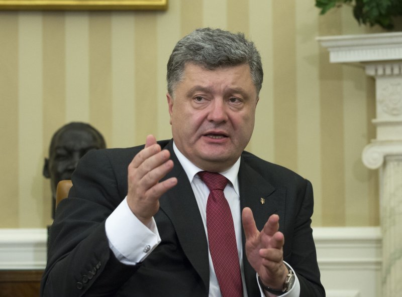 Ukrainian President Petro Poroshenko, seen here at the White House in 2014, warned the Ukrainian Parliament Thursday of a "full-scale invasion" by Russia. File Photo by UPI/Pat Benic