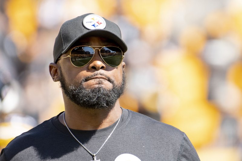 Pittsburgh Steelers head coach Mike Tomlin, shown Sept. 19, 2021, was recently linked to the head-coaching vacancies at USC and LSU. File Photo by Archie Carpenter/UPI