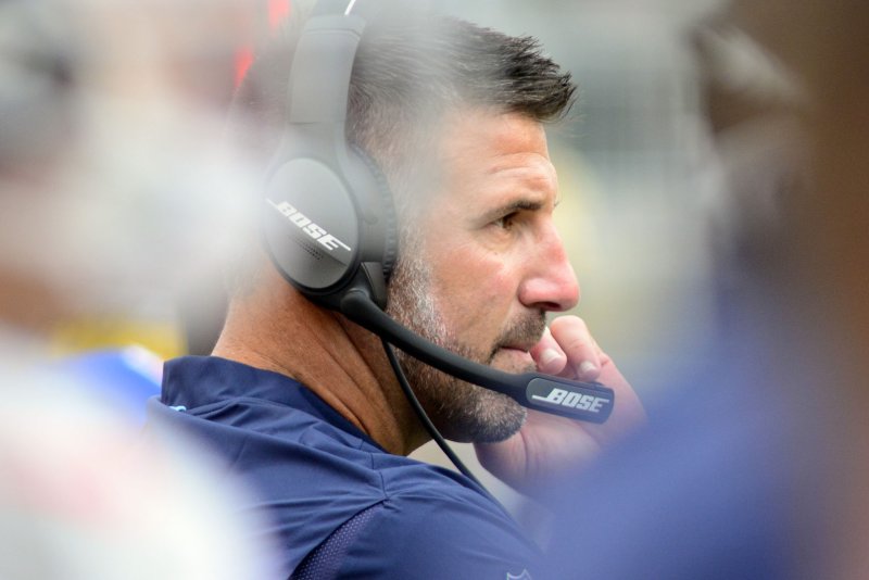 Head coach Mike Vrabel and the Tennessee Titans take on the New England Patriots on Sunday. Photo by Archie Carpenter/UPI
