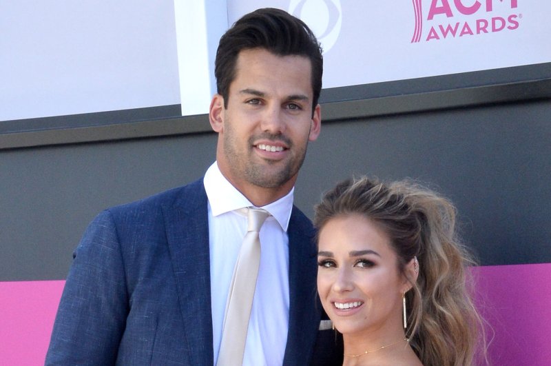 Jessie James Decker (R), pictured here with Eric Decker, announced her unborn child's sex in an Instagram video Monday. File Photo by Jim Ruymen/UPI