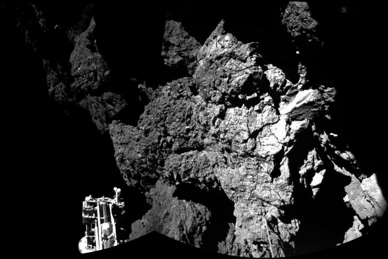 The Philae lander of the European Space Agency's Rosetta mission is asleep on Comet 67P/Churyumov-Gerasimenko and is likely to stay that way forever. It has failed to respond to the latest ESA commands and will soon be too far away from the sun and too cold to survive. Photo by UPI/ESA/Rosetta/CIVA...
