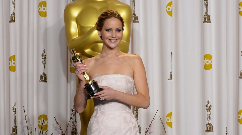 Actress Jennifer Lawrence hold her Oscar for best Performance by an Actress in a Leading Roll - " Silver Linings Playbook" backstage at the 85th Academy Awards at the Hollywood and Highland Center in the Hollywood section of Los Angeles on February 24, 2013. UPI/Jim Ruymen | <a href="/News_Photos/lp/c832c3705700150d76d252bac349d93f/" target="_blank">License Photo</a>