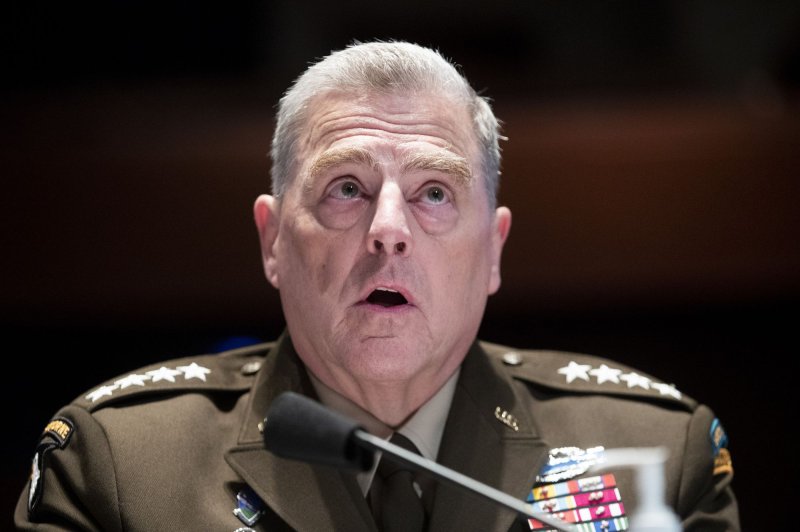 Chairman of the Joint Chiefs of Staff Gen. Mark Milley said he would be outraged if there were bounties on U.S. troops in Afghanistan. Pool Photo by Michael Reynolds/UPI