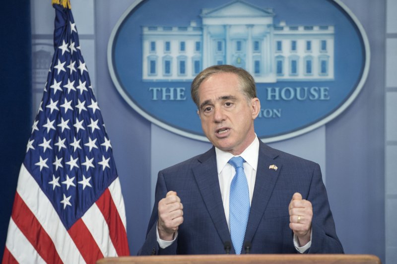 Veterans Affairs Secretary David Shulkin briefs the press on the status of his department in the Brady Press Briefing Room of the White House in Washington, D.C., on Wednesday. He suggested using medical marijuana to treat soldiers with post-traumatic stress disorder. Photo by Pat Benic/UPI | <a href="/News_Photos/lp/ceb138a9483b6ce1b46a8faa5497e45b/" target="_blank">License Photo</a>