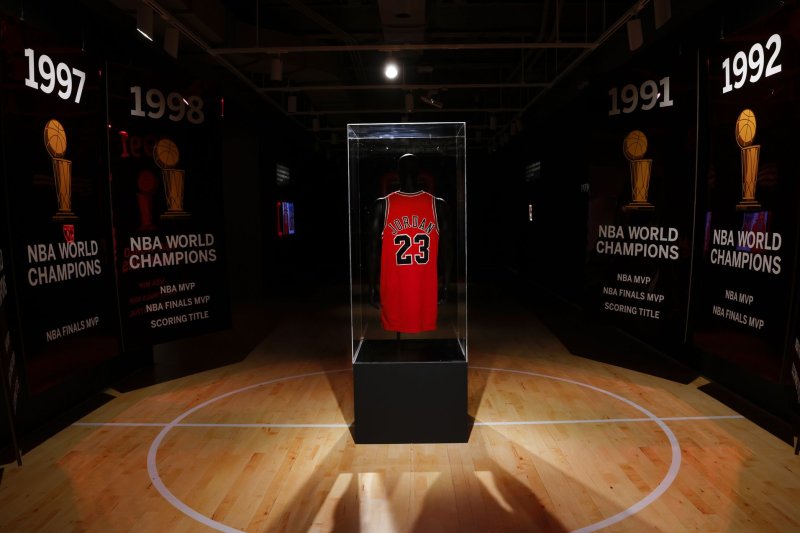 Michael Jordan's "Last Dance" jersey sold Thursday in Sotheby's auction. File Photo by John Angelillo/UPI | <a href="/News_Photos/lp/18e6550d3b9f399f85b53143ee2e852a/" target="_blank">License Photo</a>