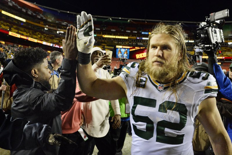 Green Bay Packers inside linebacker Clay Matthews (52) has played with a separated left shoulder the last two-plus games but appears to be progressing well as he gets ready to play Sunday at Chicago. File Photo by David Tulis/UPI