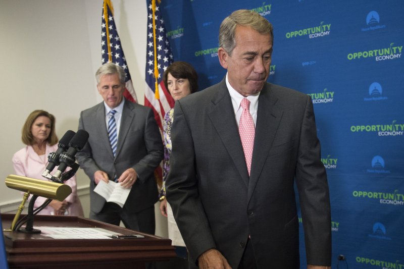 Speaker of the U.S. House of Representatives, John Boehner on Wednesday shrugged off a formal resolution presented in Congress Tuesday to remove him from his leadership post, which he has held since January 2011. Boehner said it was "no big deal." Photo: Kevin Dietsch/UPI