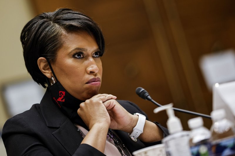 Washington, D.C., Mayor Muriel Bowser testifies during a House oversight committee hearing on the District of Columbia statehood bill on Monday. Pool Photo by Carlos Barria/UPI