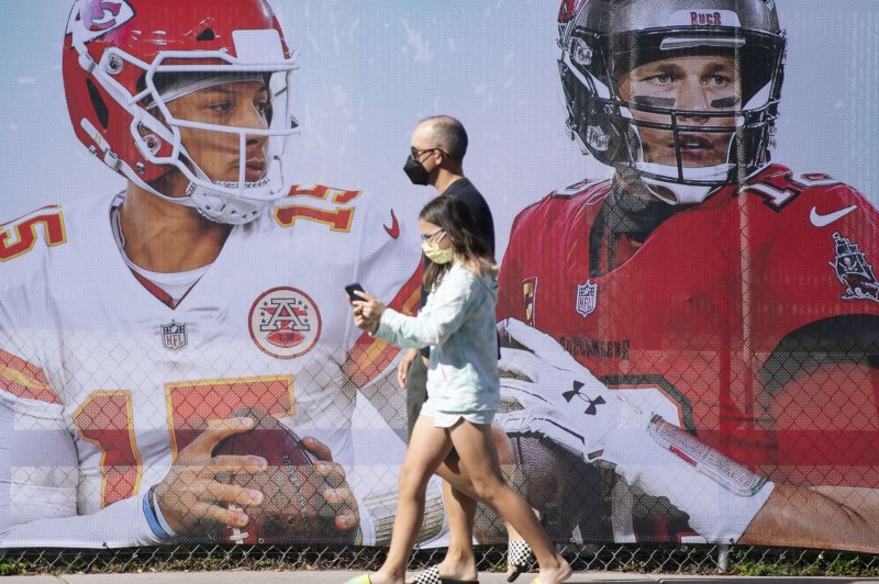 Fans are in for a blockbuster Super Bowl LV quarterback matchup between Patrick Mahomes of the Kansas City Chiefs (L) and Tom Brady of the Tampa Bay Buccaneers on Sunday at Raymond James Stadium in Tampa, Fla. Photo by Kevin Dietsch/UPI