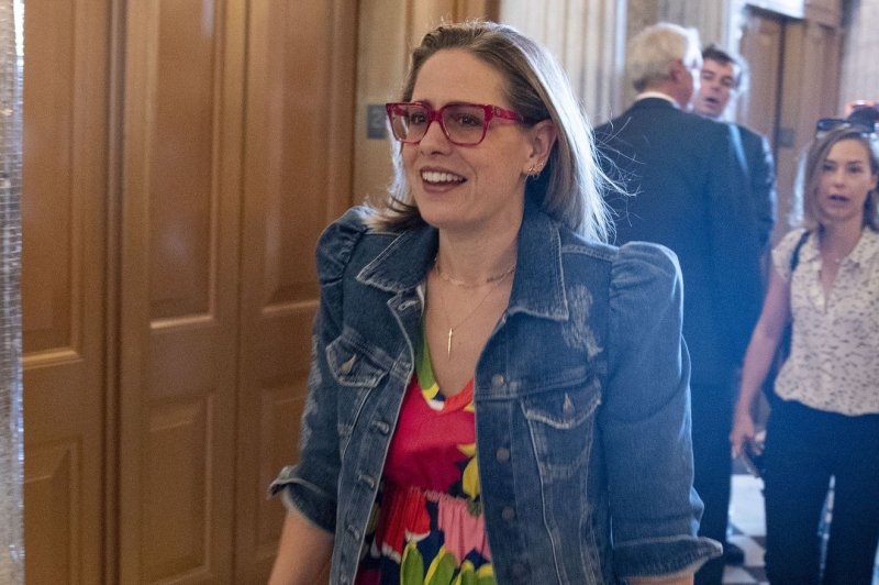 Sen. Krysten Sinema of Arizona announced Friday she has registered as an independent, leaving the Democratic Party. File Photo by Leigh Vogel/UPI