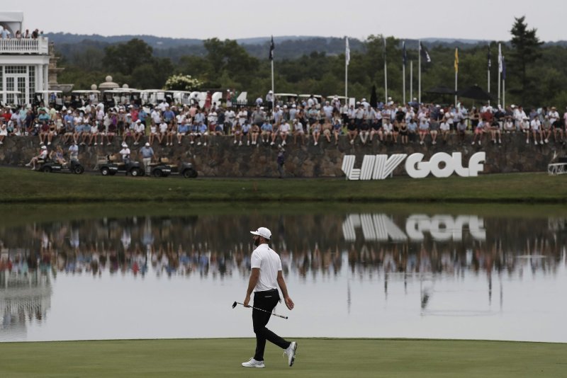 Dustin Johnson and LIV Golf competitors could reapply for membership with the PGA Tour after the 2023 season as part of a merger between golf leagues. File Photo by Peter Foley/UPI