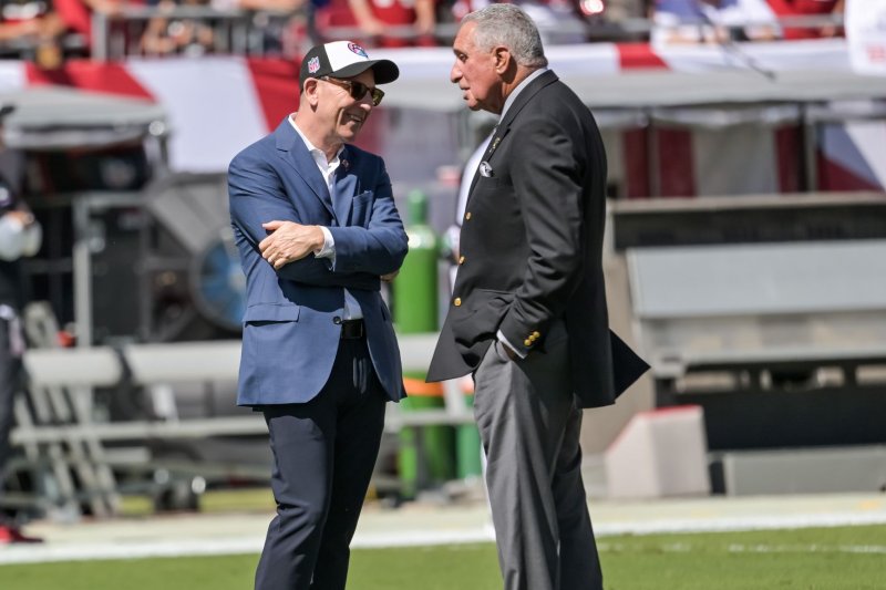 Joel Glazer (L) is in the ownership groups for the Tampa Bay Buccaneers and Manchester United. File Photo by Steve Nesius/UPI | <a href="/News_Photos/lp/69670fa9102275fc43307b2cc05d6a3e/" target="_blank">License Photo</a>