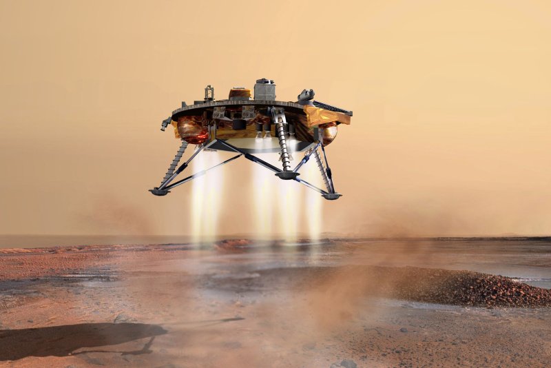 On May 25, 2008, NASA's Phoenix spacecraft made a smooth landing on Mars, completing a nine-month, 422-million-mile journey, setting down in the planet's frigid polar region where scientists hoped to find water. File Image courtesy of JPL-Calech/University of Arizona