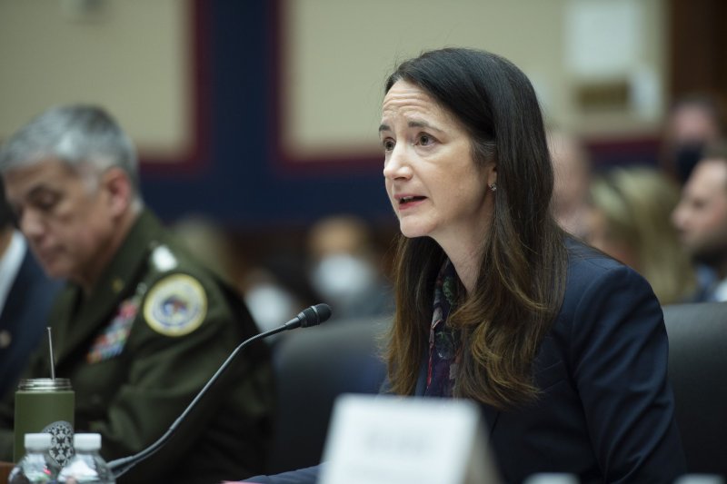 Director of National Intelligence Avril Haines gives her opening statement during a House Intelligence Committee hearing on worldwide threats at the U.S. Capitol in Washington, D.C., on Tuesday. Photo by Bonnie Cash/UPI
