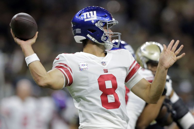 New York Giants quarterback Daniel Jones is one of the top waiver wire targets for Week 9. File Photo by AJ Sisco/UPI
