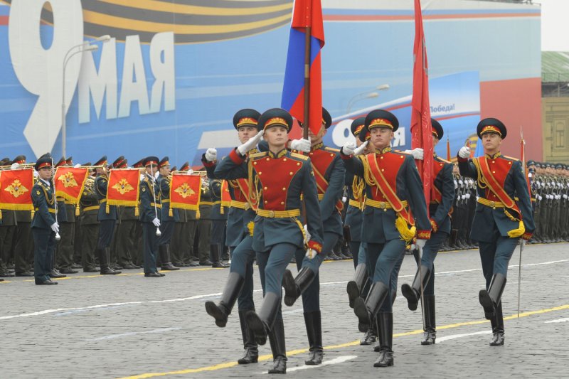 Russian military honor guards march during the Victory Day parade in Moscow, on May 9, 2012. North Korean leader Kim Jong Un declined to attend Moscow’s Victory Day Parade in May, and he has yet to meet with Russian President Vladimir Putin, but Moscow said on Thursday there is “no other alternative” than diplomatic rapprochement with regards to solving the nuclear issue. UPI